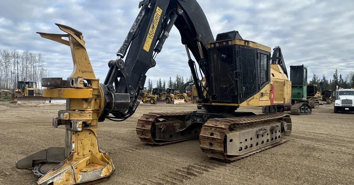 Tigercat 870 feller buncher — Manitoba logging operator iron