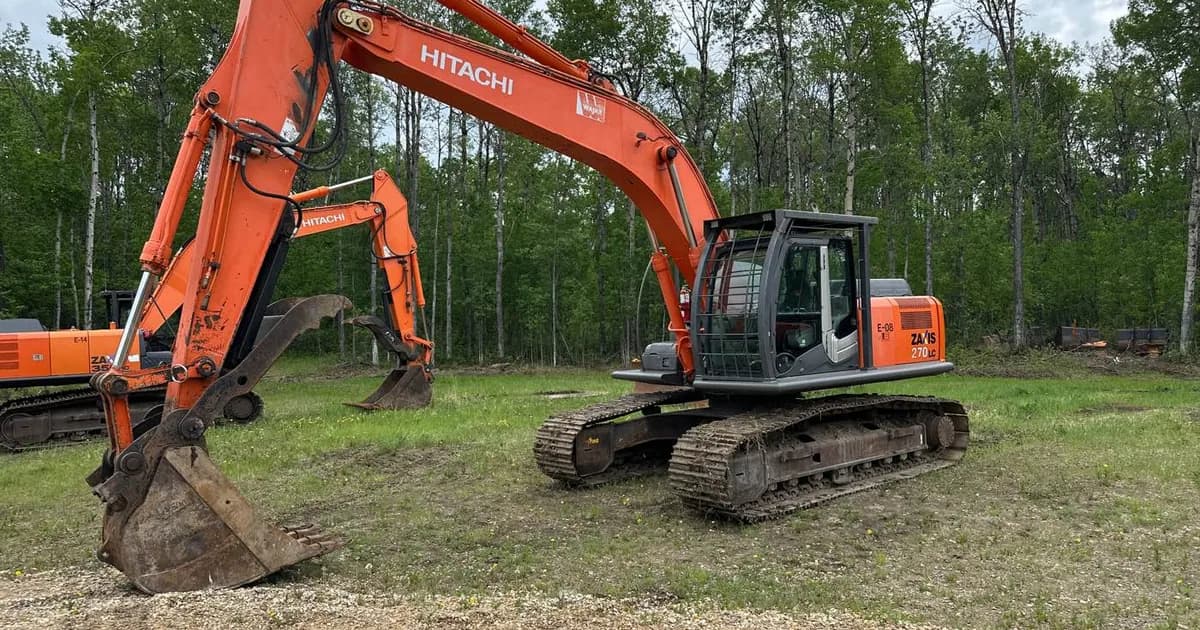 Hitachi ZX270LC-3 excavator — the size class that lands around the $150K used price point